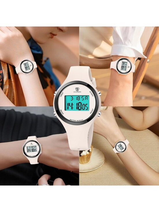 Women\'s All Off White Quartz Chronograph Waterproof Outdoor Sport Digital Watch main image 4